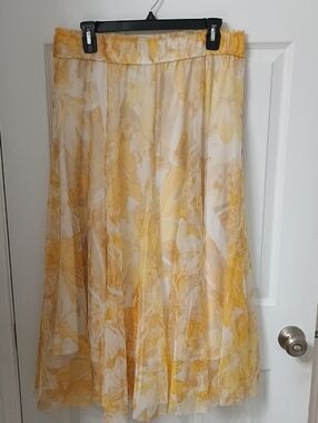 Cato Yellow Floral A-Line Skirt